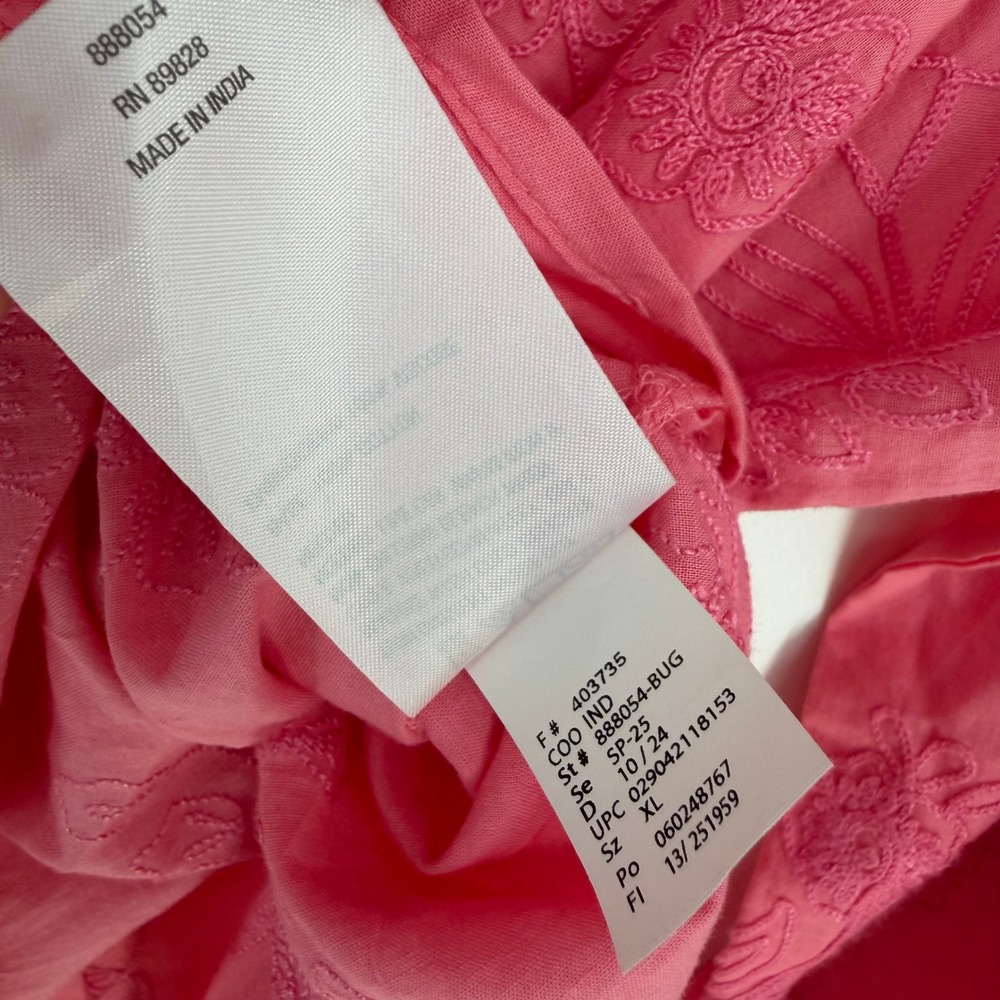 TWRHLL Christie Brinkley Blouse Womens XL Pink Embroidered Tie Waist Boho Top - Picture 10 of 10